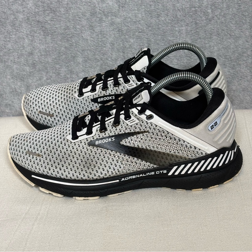 Brooks Adrenaline GTS 22 Running Shoes-White/Gray/Black-Men Size 8.5 - Picture 4 of 11